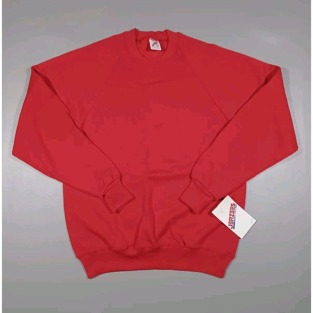 Jerzees Sweatshirt Mens L‎ Red Pullover Cotton Blend Vintage New Made In USA